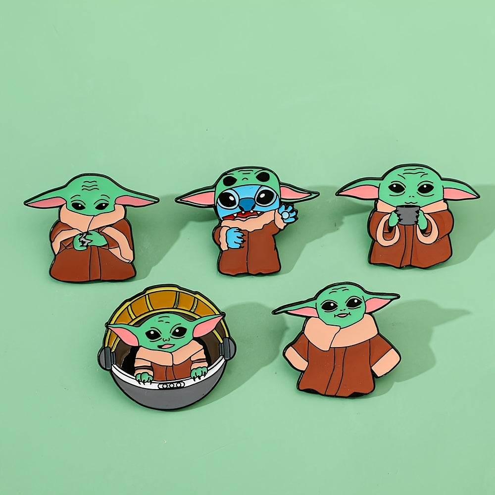 6 ta Yoda Enamel Pins to'plami, minimal alloy broochlar sumkalar va kiyimlar uchun