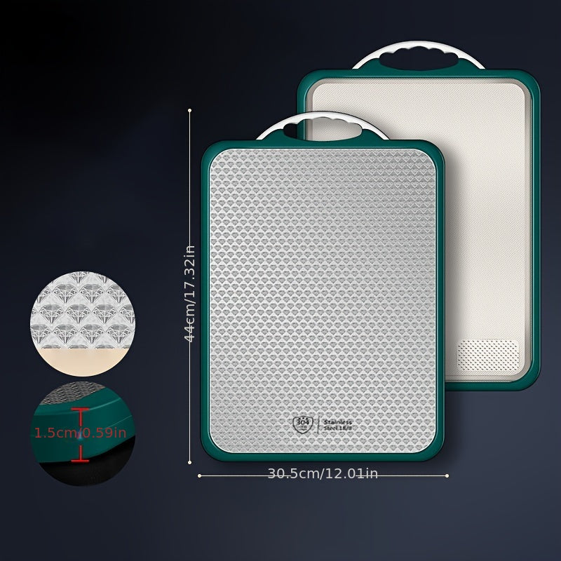Stainless Steel Chopping Board with Non-Slip Grip and Drainage Holes