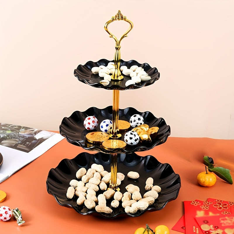 Plastic 3-Tier Cake Stand Holiday Candy Tray Fruit Basket for Events