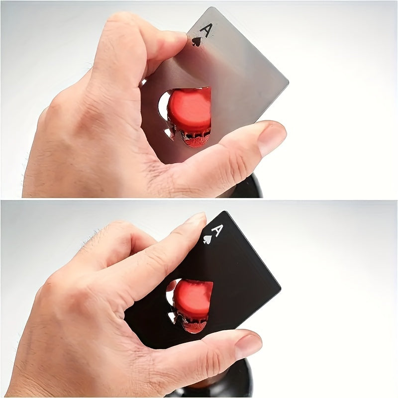 "Ace of Spades" shishani ochuvchi - metall, poker karta dizayni, zanglamaydigan po'lat, cho'ntak o'lchamida, xona dekoratsiyasi.