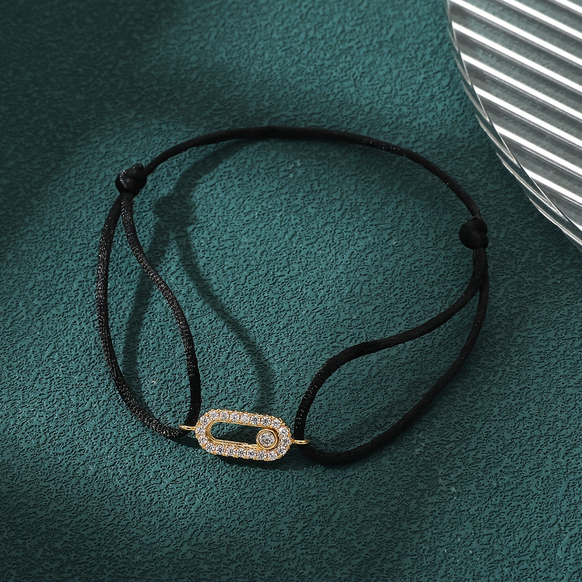 Women's Geometric Adjustable Bracelet with Zirconia and Vibrant Rope