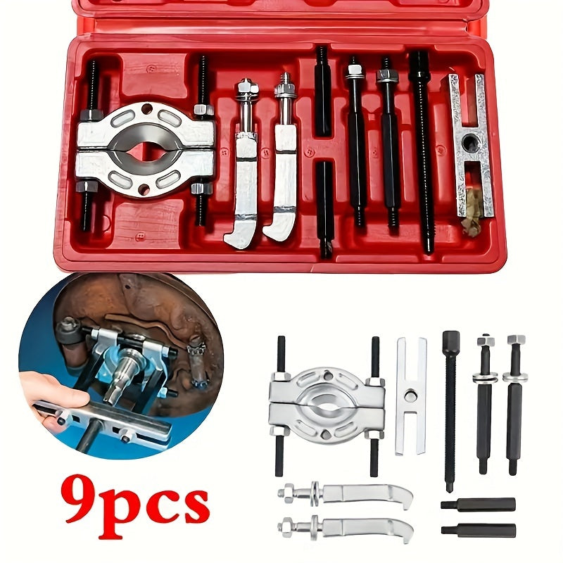 9pcs Bearing Puller Set, Durable Steel, Professional Separator Tools Kit for Gearbox and Engine Repairs