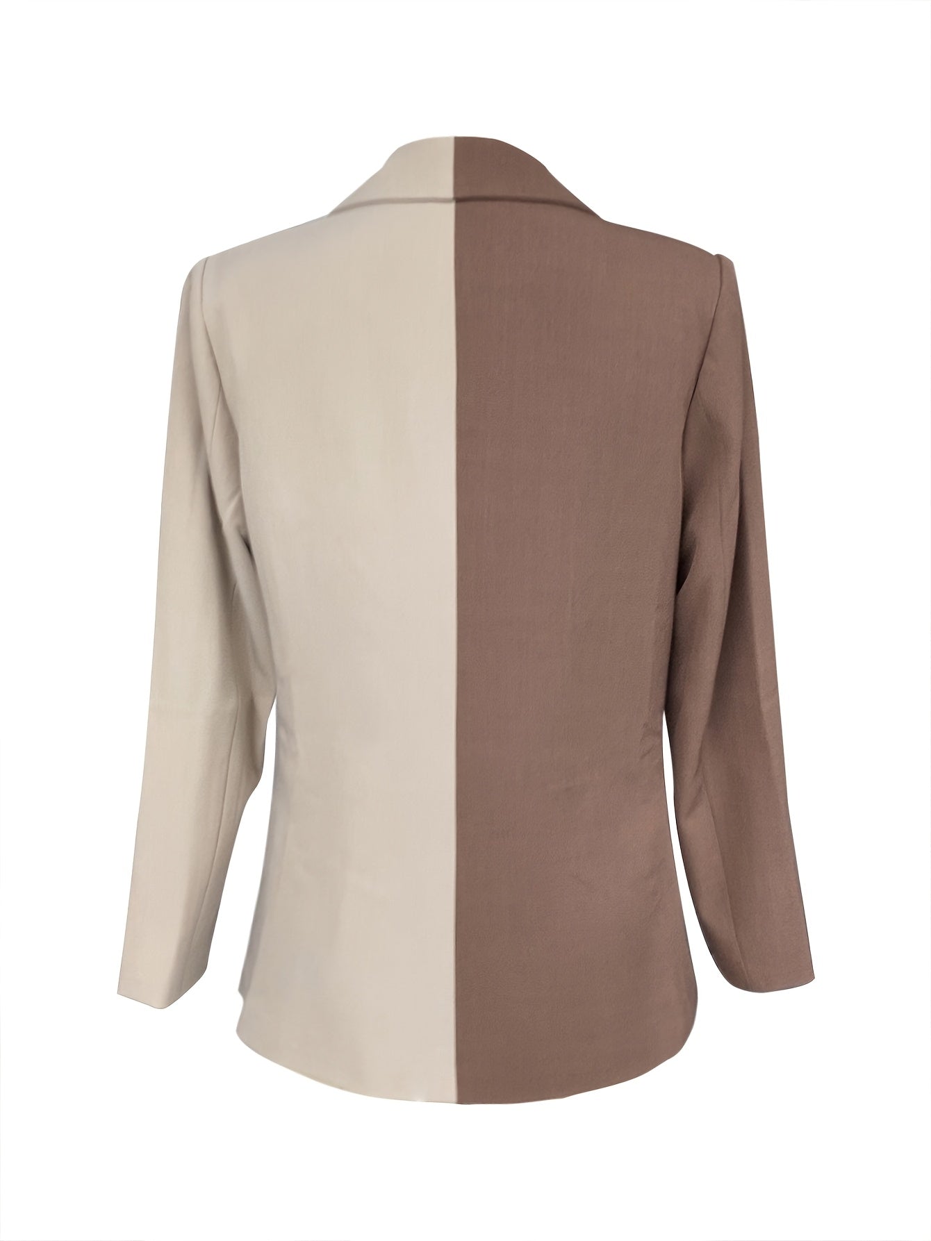 Color-Blocked Blazer and Wide-Leg Pants Set for Women Spring Fall Elegant Polyester