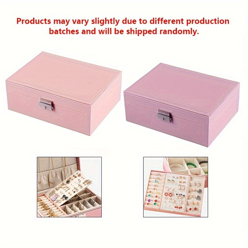 Leather Jewelry Box with Key Lock for Necklaces Earrings and Watches