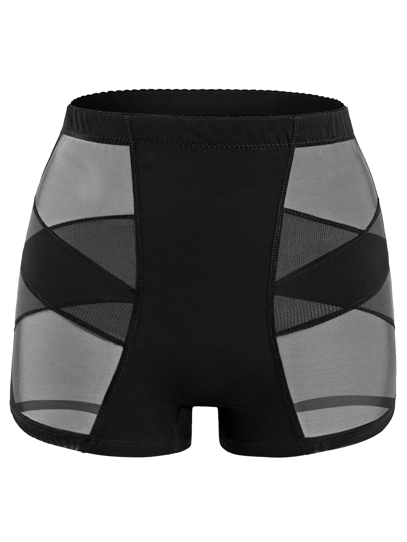 Women's Mesh Padded Control Panties Shorts for Lifted Backside Solid Color High Support