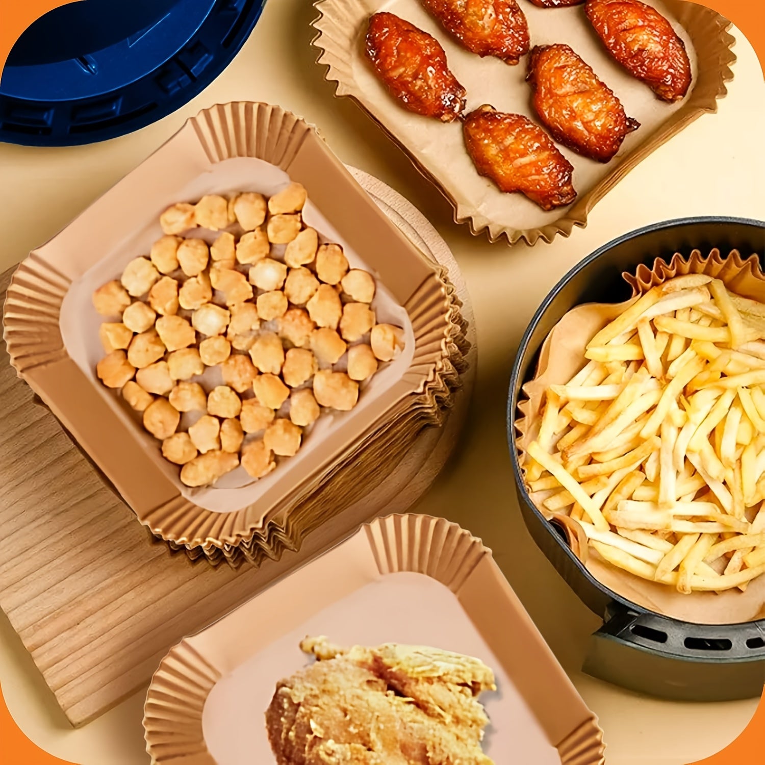 100 kvadrat varaqlar issiqlikka chidamli pishirish qog'ozi, havo fritözlari va pechlar uchun yopishmaydigan, oson tozalash