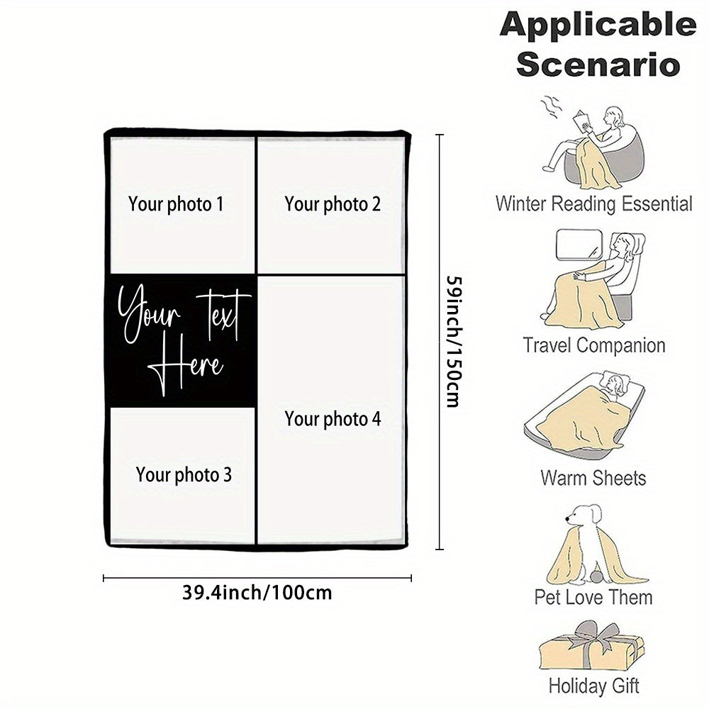 Manta de franela personalizada con foto y mensaje para familia y regalos