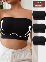 Women's Seamless Wireless Sport Bandeau Bra Pack Black Medium Size