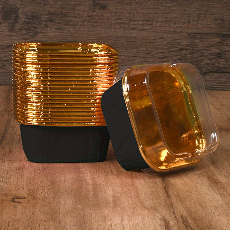 50 Square Cupcake Cups with Lids, Heat-Resistant Foil, Baking and Dessert Cups