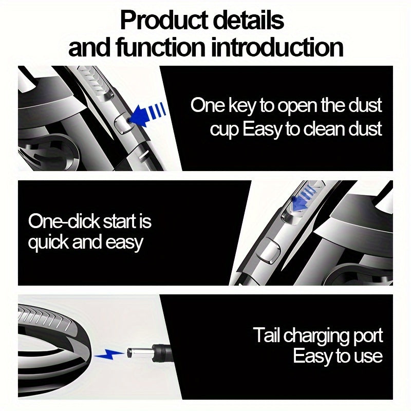 Aspiradora portátil inalámbrica de mano para coche con fuerte succión y batería de larga duración