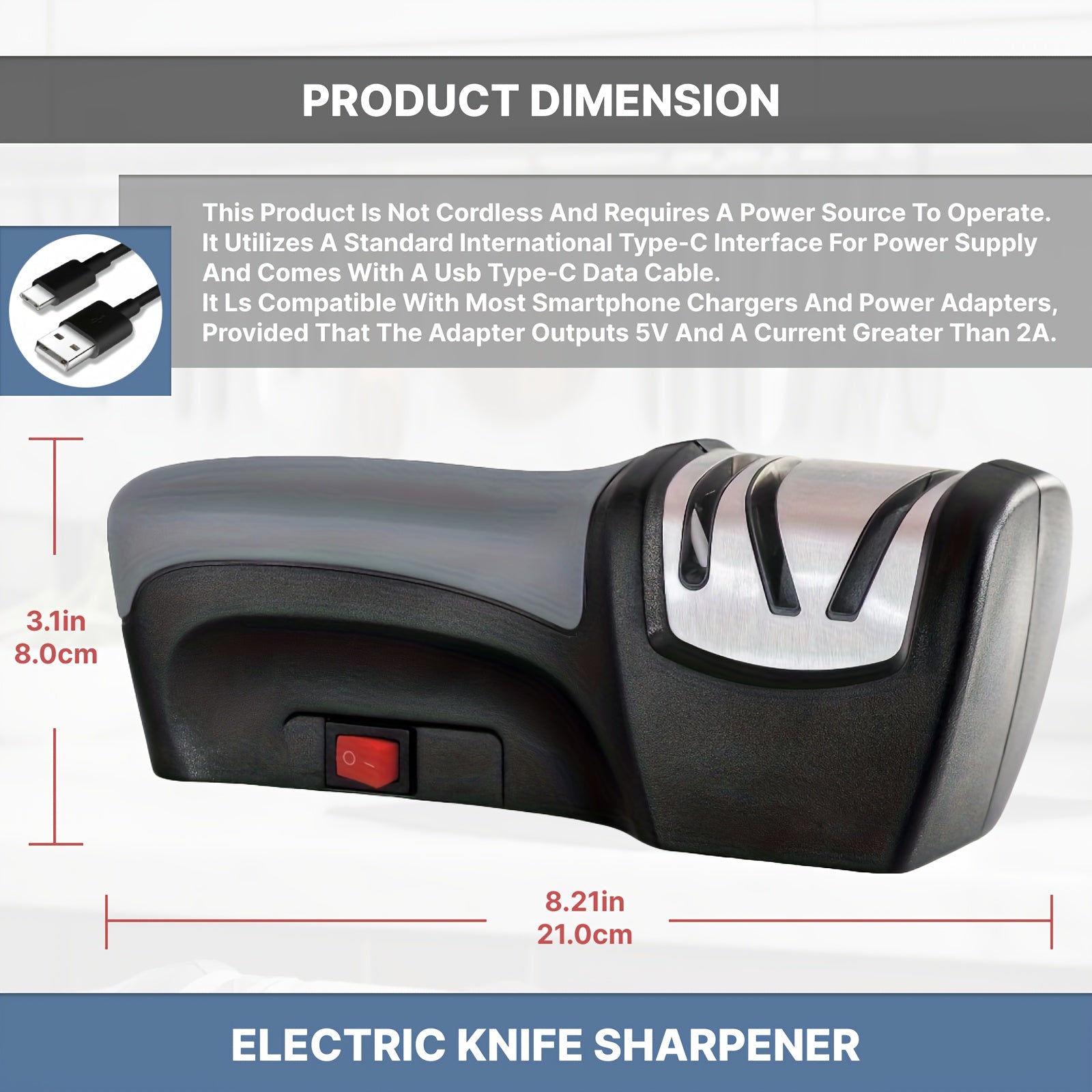 Электрическая точилка для ножей USB портативная с синтетическими колесами, керамическими стержнями, нескользящей основой