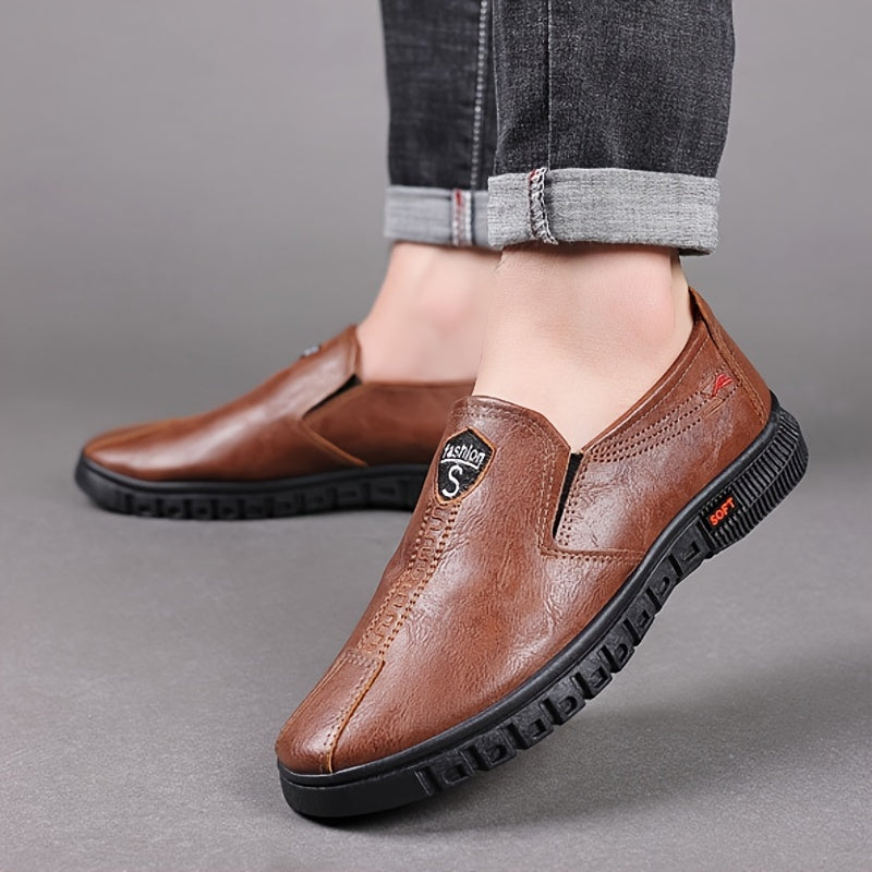 Men's Slip-On Loafers All-Season Solid Color Comfortable Non-Slip Rubber Sole