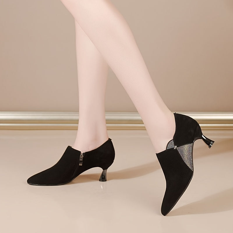 Women's Rubber Low Top Shoes Pointed Toe Stiletto Heels 6-8cm