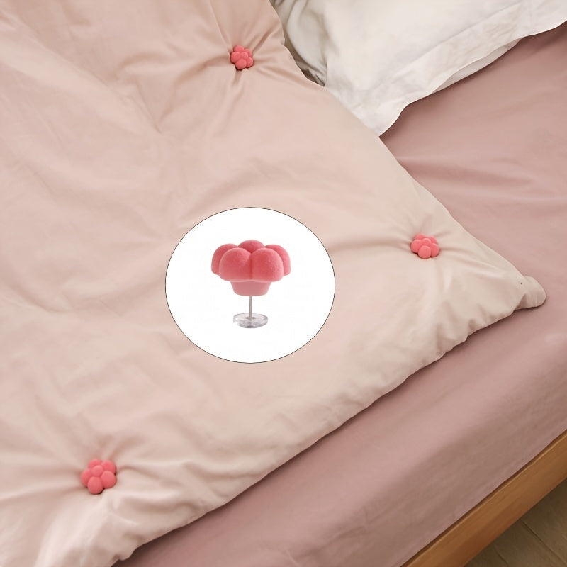 Set of 16 Pink Velvet Quilt Clips Flower-Shaped Anti-Slip Sheet Fasteners