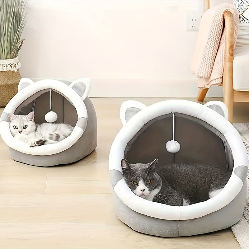 Cat Bed with Toy Ball Non-Slip Spacious Cozy for Cats