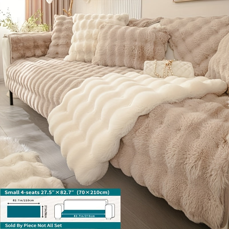 Winter Plush Sofa Cover Anti-Slip Dustproof Slipcover for Couch Living Room Bedroom