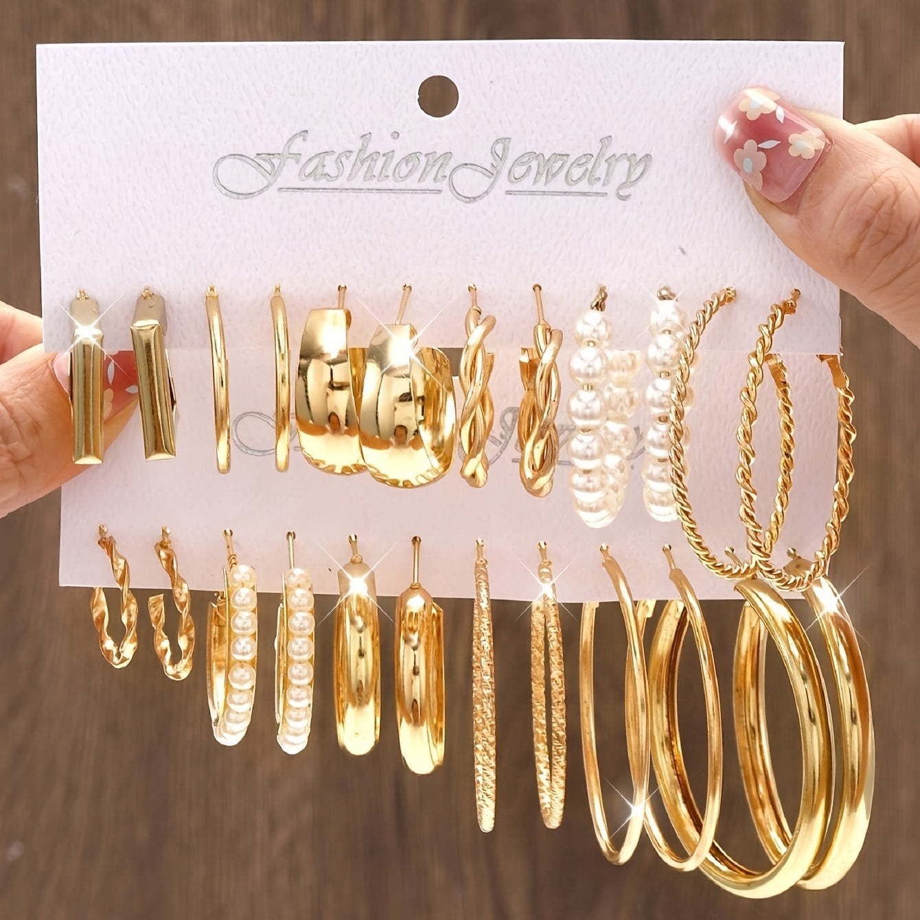 Женский набор серег-колье в бохо-стиле с геометрическими квадратами и кругами, инкрустированные жемчугом, с вырезанным цветочным узором