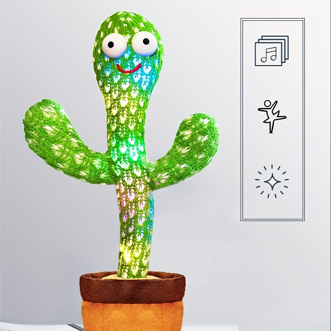 Electric Plush Toy for Kids Green and Multicolor Wiggling Singing Glowing Gift