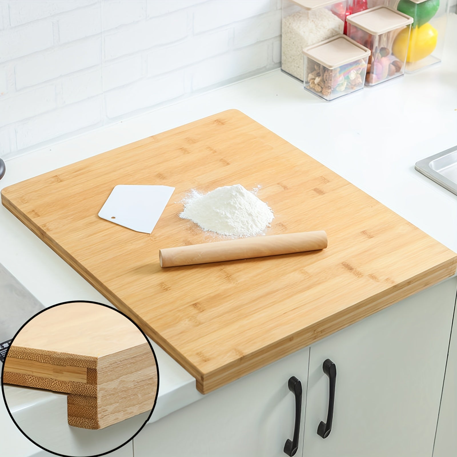 Double-Sided Durable Bamboo Cutting Board for Kitchen Prep and Outdoor Use