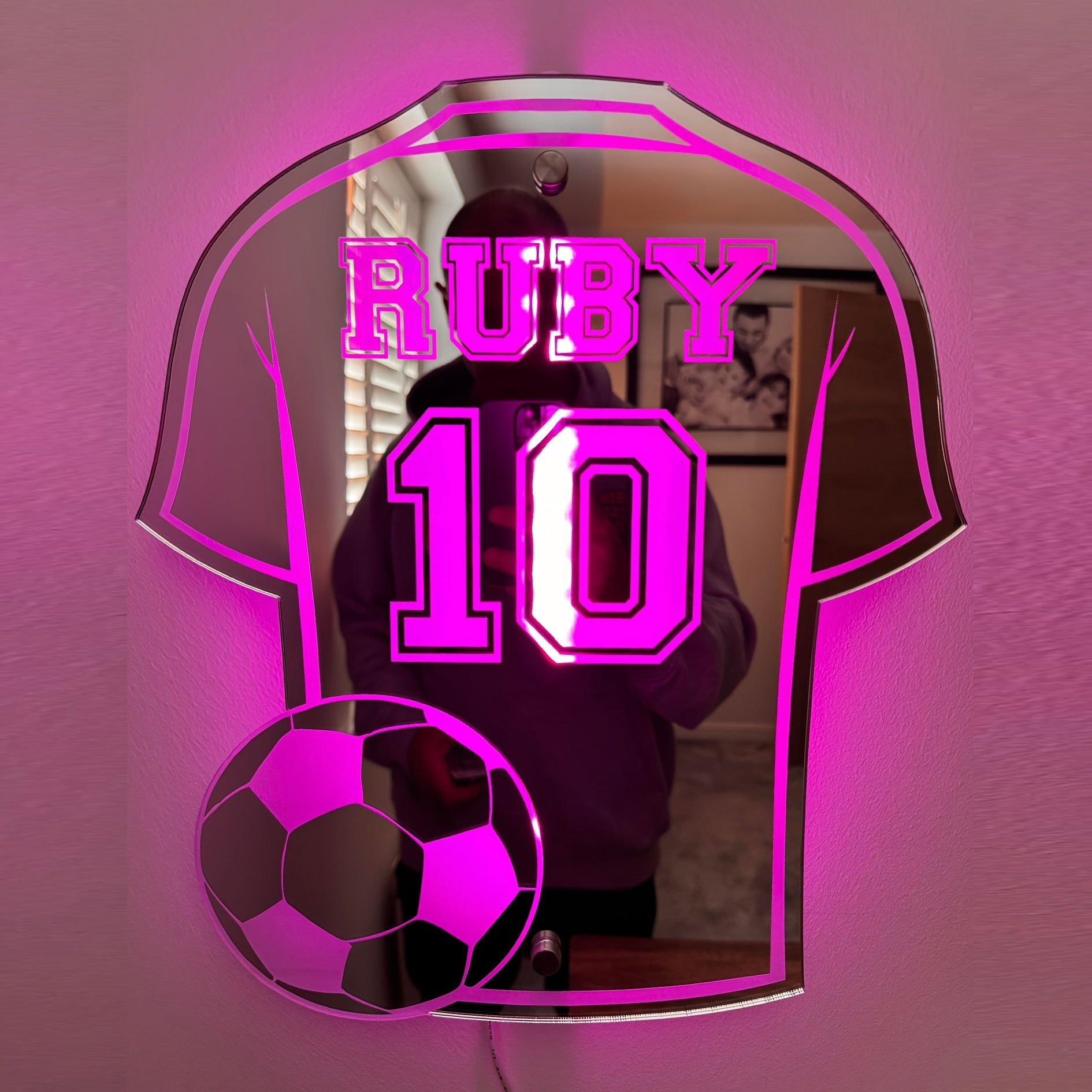 Personalized Soccer Fan LED Wall Light with Custom Name and Jersey Design Multi-Color Neon Night Light for Boys Room