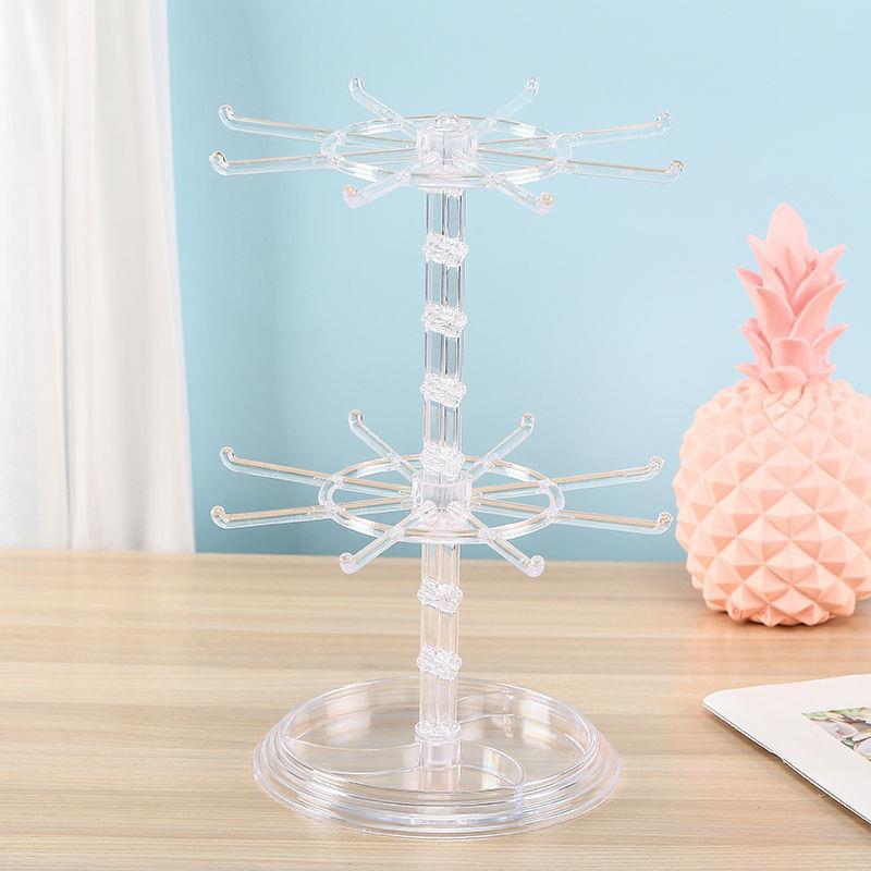 Two-Tiered Rotating Jewelry Display Rack for Necklaces Earrings Bracelets and Accessories