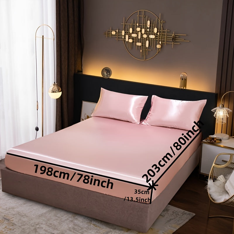 3-Piece Fitted Sheet Set with Pillowcases Polyester Bedding Soft Skin-Friendly