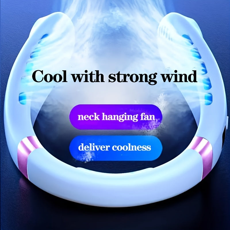 Portable Neck Fan USB Rechargeable Personal Cooling Device Adjustable Size 17.98cm