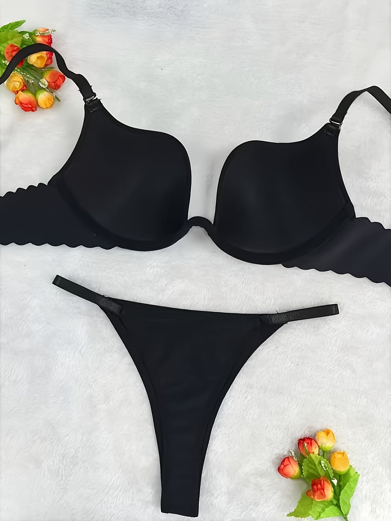 Seamless Wave Deep V Women's Swimsuit Black Size Medium