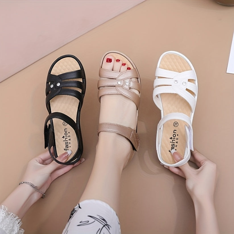 Women's Breathable EVA Sandals Open-Toe Flat Heel Adjustable Straps Casual Summer Shoes