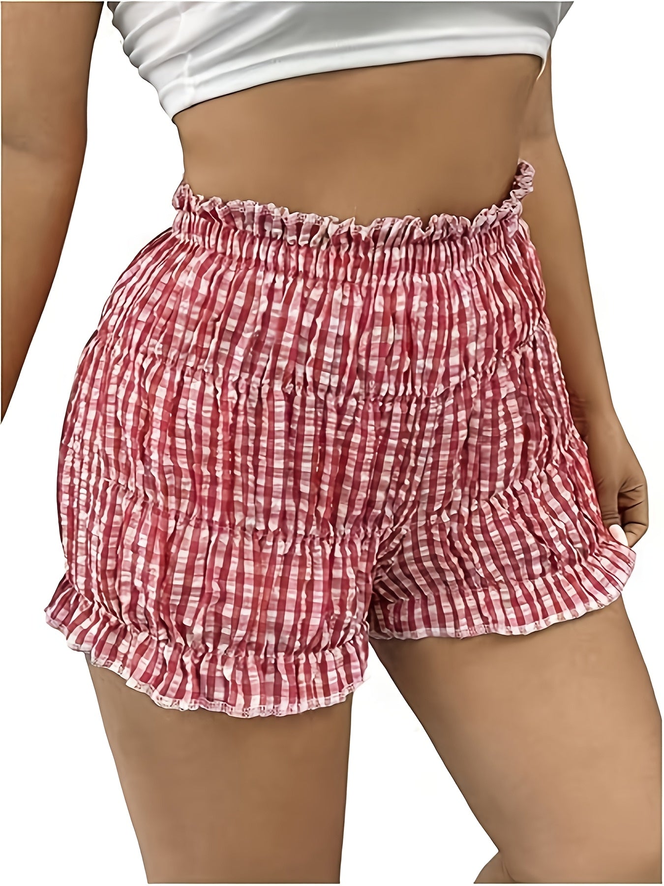 Шорты для женщин больших размеров с клетчатым кружевом, низкая посадка, повседневные брюки