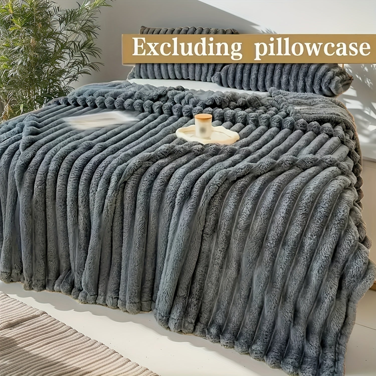 Faux Fur Throw Blanket Double Layer Soft Warm for Couch Bed Travel Camping