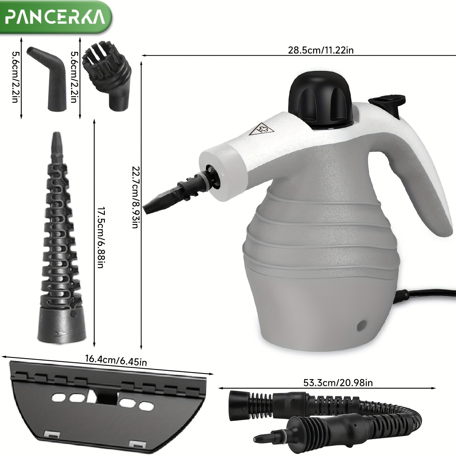 PANCERKA Elektrik Bug' tozalagichi 9 ta aksessuar tozalash qismlari, yuqori haroratda sanitariya mopi va qo'l bilan ishlatiladigan qopqoq bilan, gilamlar, pardalar, pollar va derazalar uchun ideal. EU ulagichi.