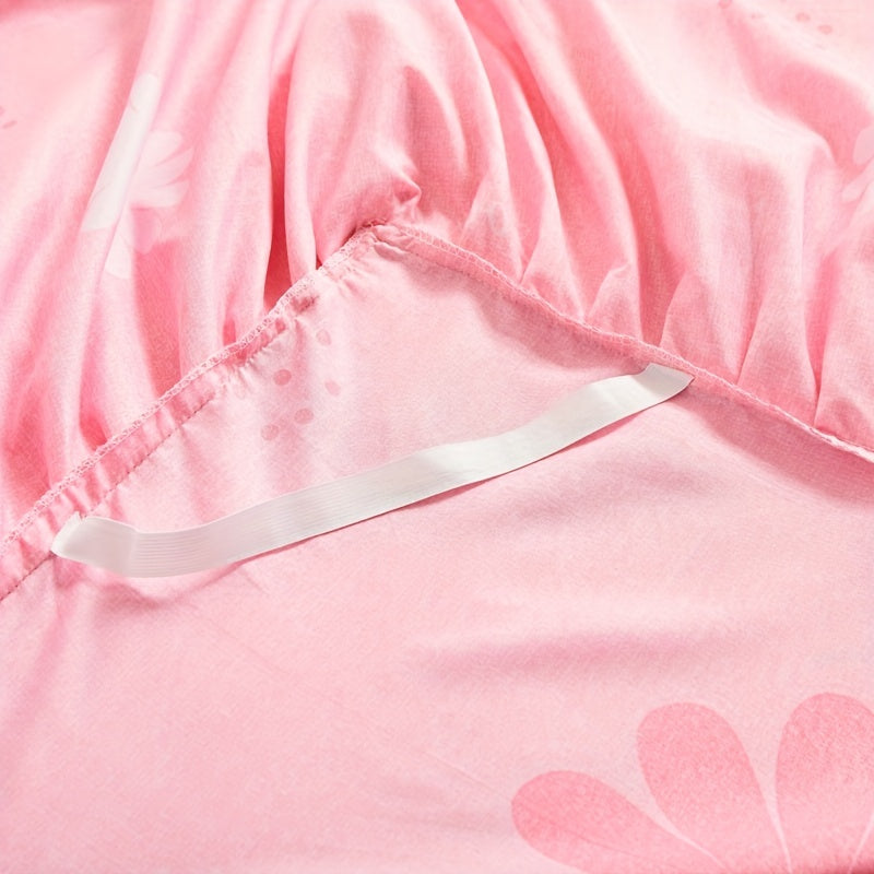 Three-Piece Macrame Bed Skirt Set with Flower Print Non-Slip Bedding for All Seasons