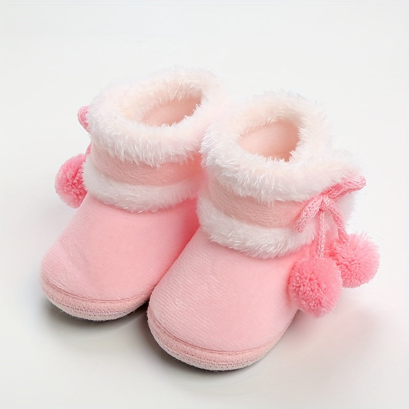 Baby Shoes for 0-12 Months Soft Bottom Warm Velvet Winter Socks Ankle High Toddler Learning Shoes