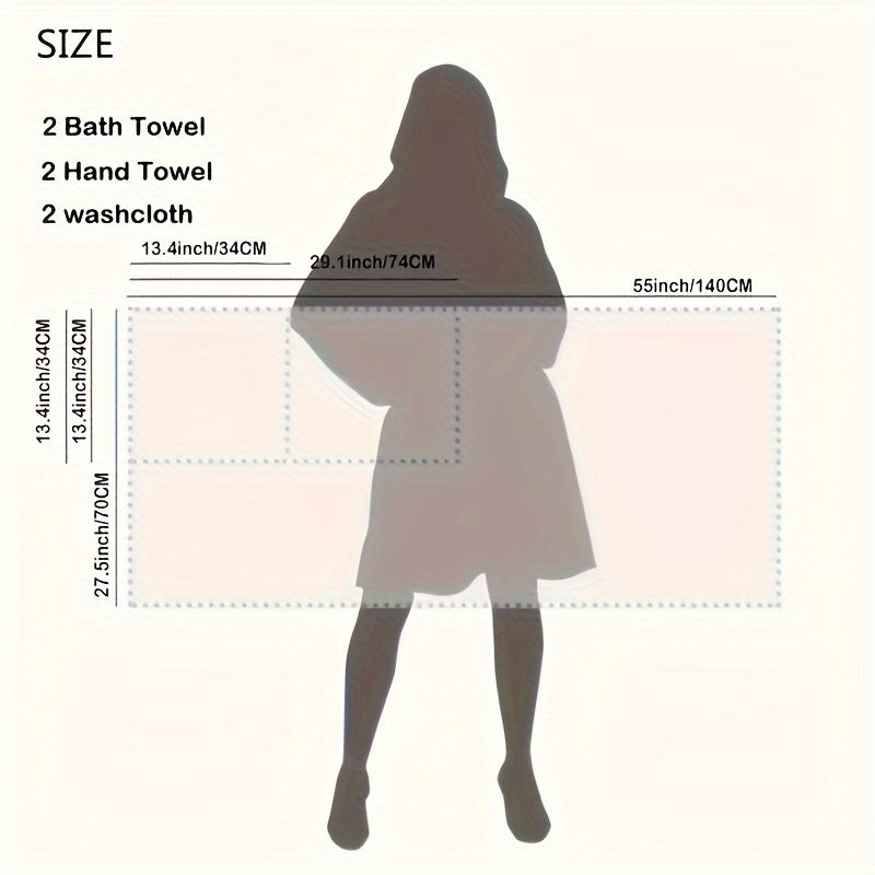 6-to'plam paxta sochiq to'plami, vannaxonali qo'l sochiqlari, bir rangli, hammom, uy, sayohat uchun