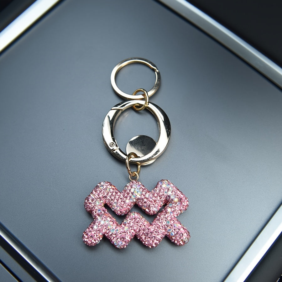 Llavero de resina rosa y metal con cristales para bolsos y mochilas