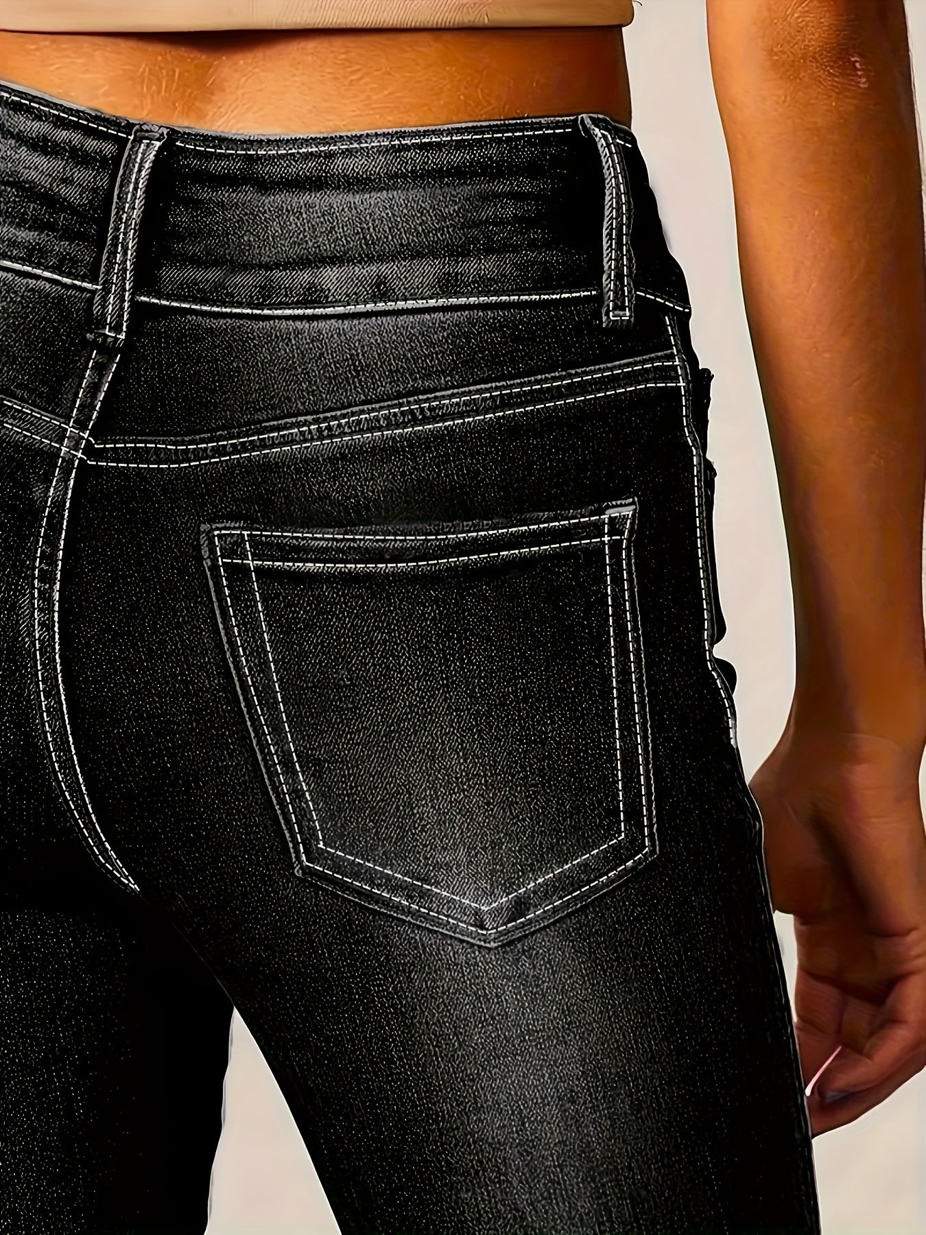 Women's Plus Size Flared Leg Jeans High Rise Mid Stretch Casual Bootcut