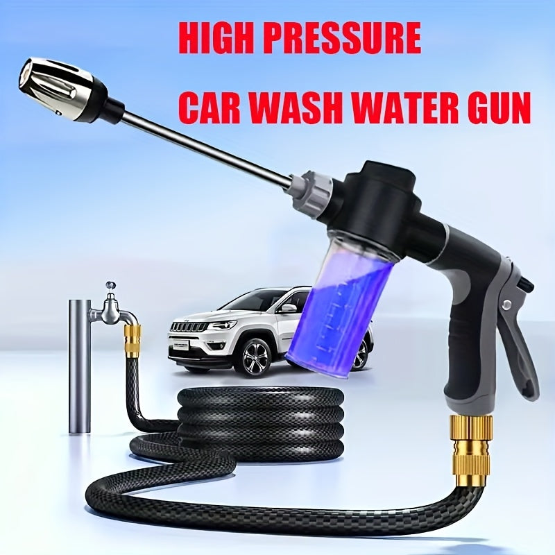 High-Pressure Car Wash Gun with Multifunctional Garden Hose Nozzle and Adjustable Rod Sprayer