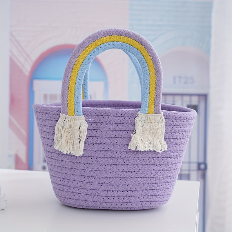 Вязаная подарочная сумка из хлопковой нити - идеально подходит для подарков на Рождество, Хэллоуин, День благодарения, Новый год и День святого Валентина.