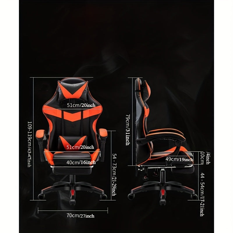 Эргономичное игровое кресло с подножкой, высокой спинкой, регулируемой подголовником, поясничной поддержкой, белое и черное