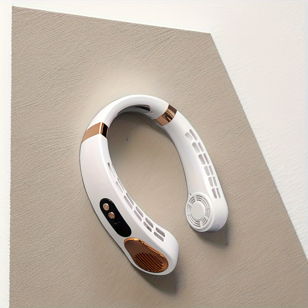 Portable Neck Fan with LED Display Rechargeable Hands-Free Bladeless Personal Fan 5-Speed