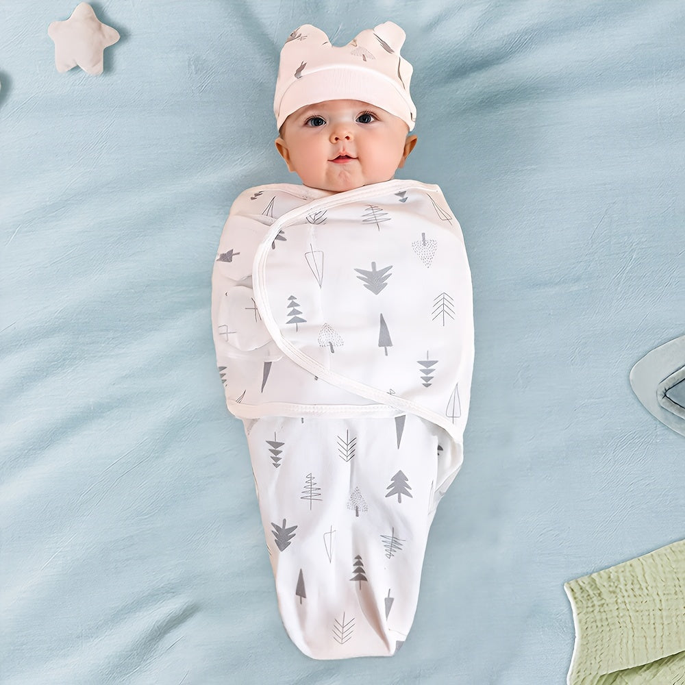 Conjunto de manta de arrullo para recién nacidos para bebés de 0 a 6 meses, saco de dormir de algodón para niños y niñas