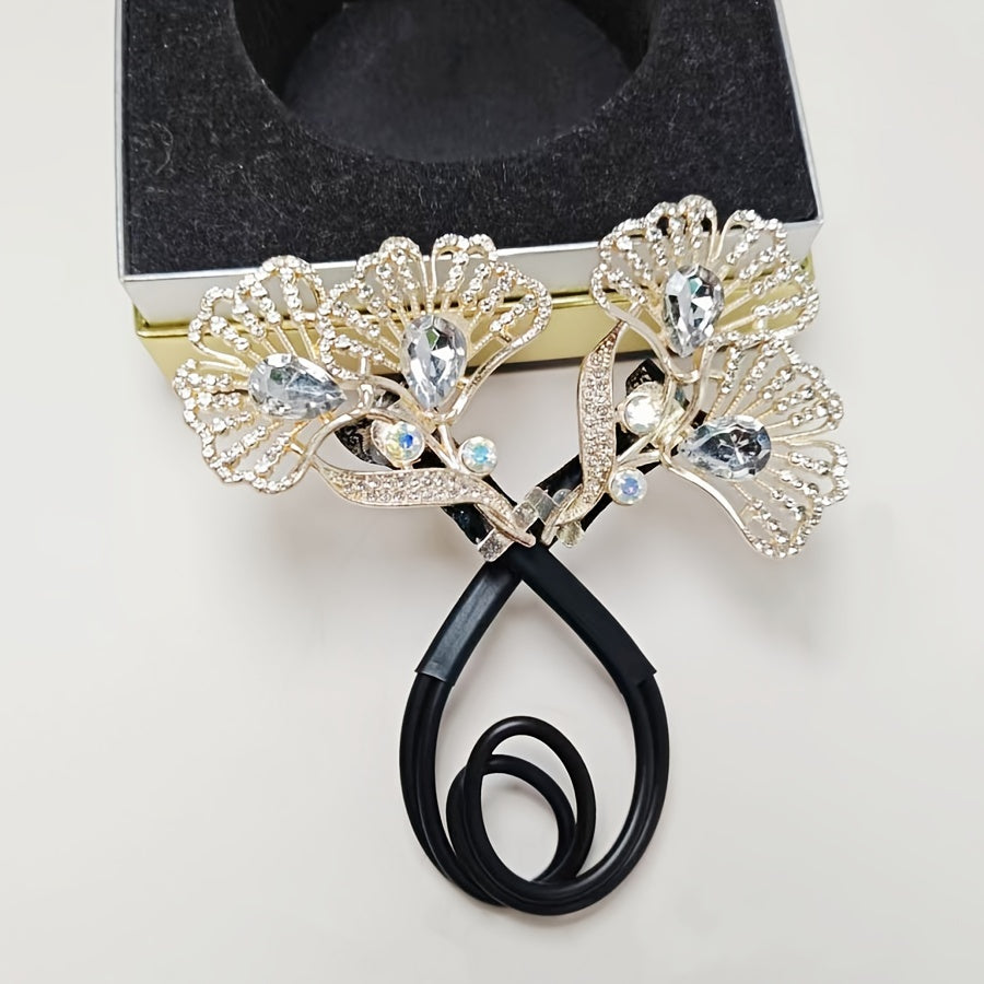 Stylish Retro Ginkgo Leaf Hair Bun Maker for Women Alloy Hair Accessory for Textured Hair