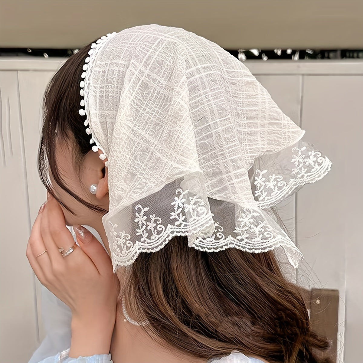 Women’s Lace Knit Triangle Sun Protection Headband Summer Hair Accessory