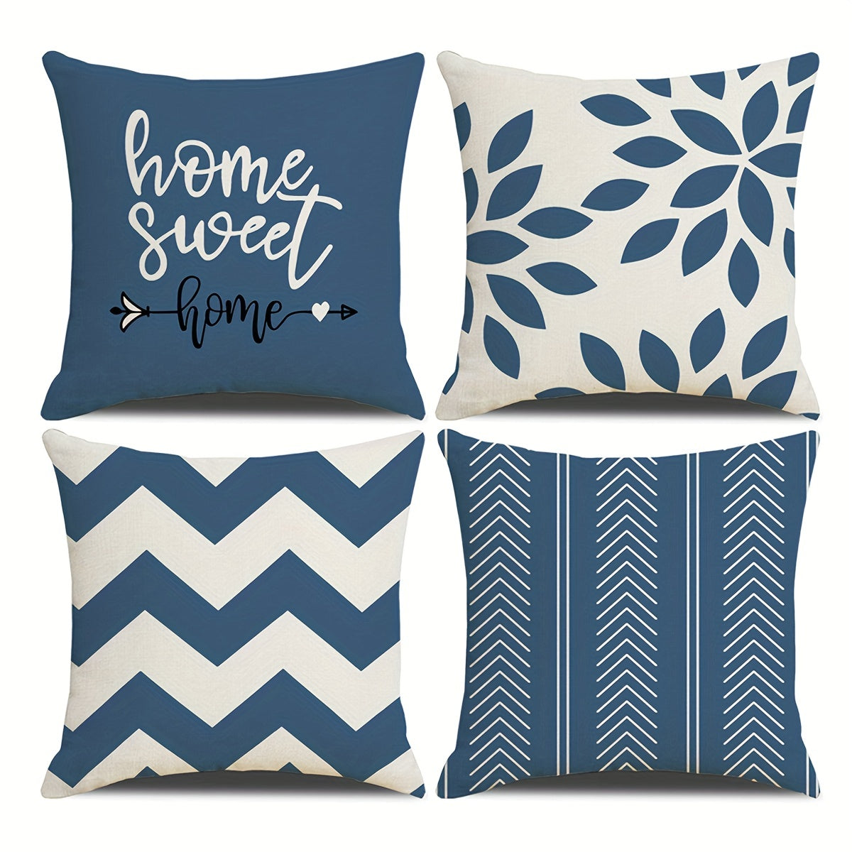 Four Piece Square Cushion Cover Set with Zipper Printed Pillowcases for Living Room and Bedroom Decor