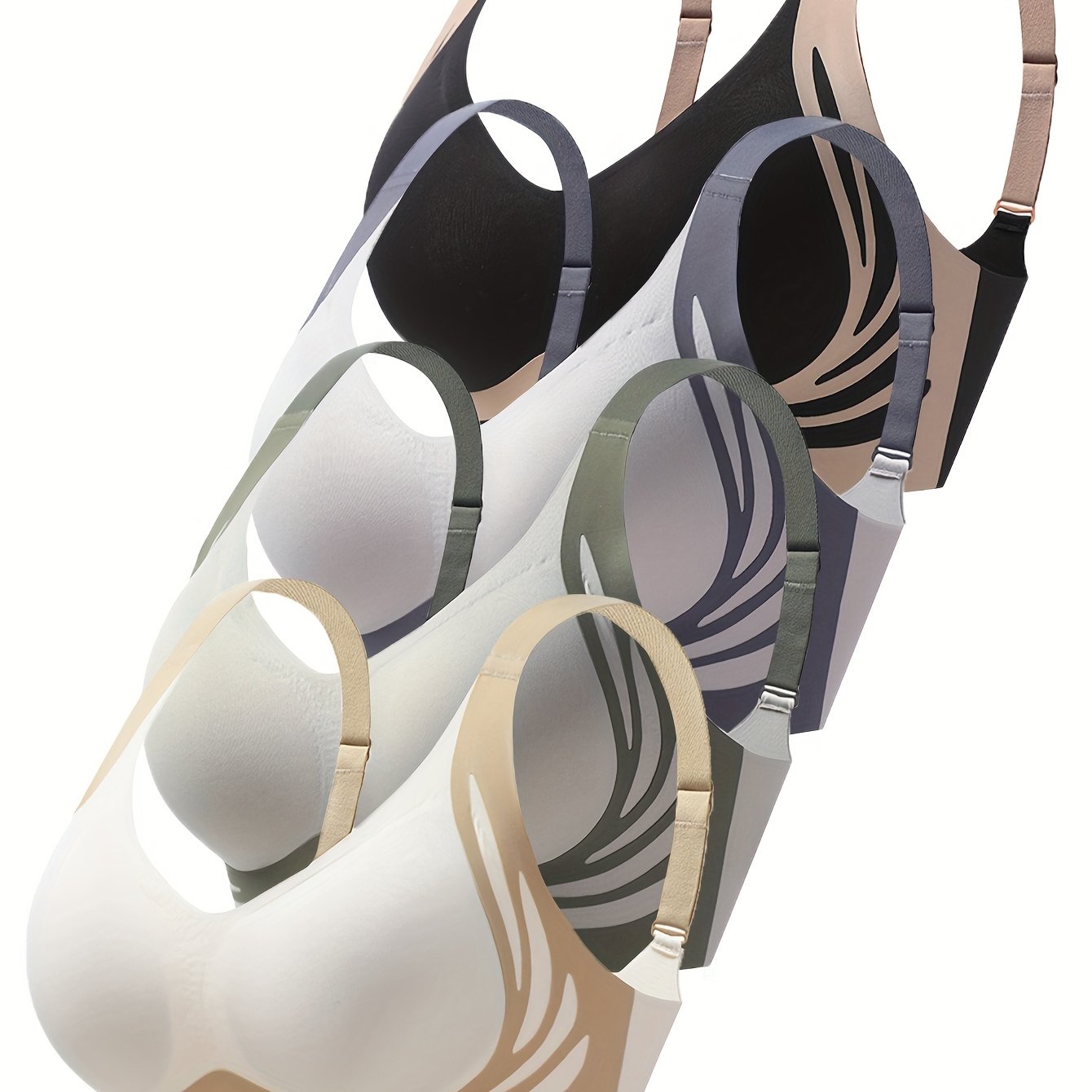 Women Seamless Triangle Underwear Set Contrast Color 2 Pack