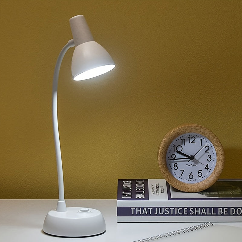 Portable LED Desk Lamp with Touch Control Battery-Powered Eye Protection Reading Light with Flexible Gooseneck