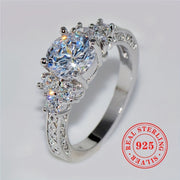 Women's Silver Engagement Ring with Zirconia and Shiny Finish