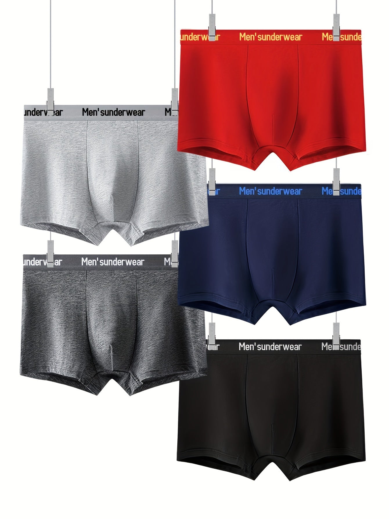 4-Pack Men's Cotton Underwear Shorts Breathable Elastic Waistband Casual Shortie
