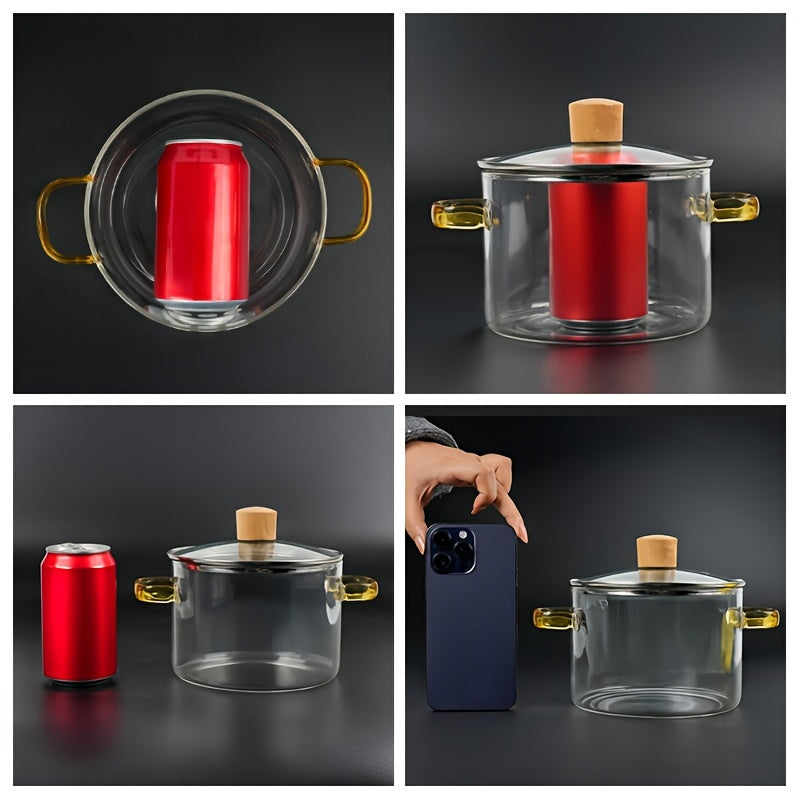 1.5L shisha simmer qozoni, issiqlikka chidamli, mikroto'lqinli pech va plita uchun xavfsiz, ikki tutqichli